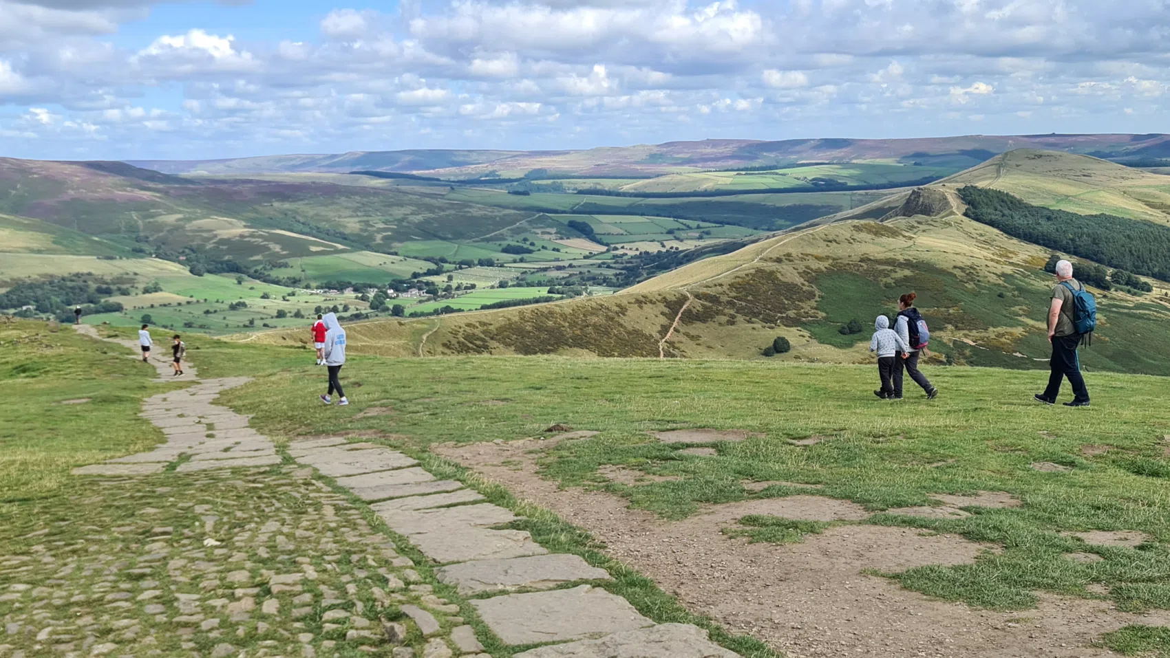 The Great Ridge unfolding from Mam Tor, with the Edale valley below